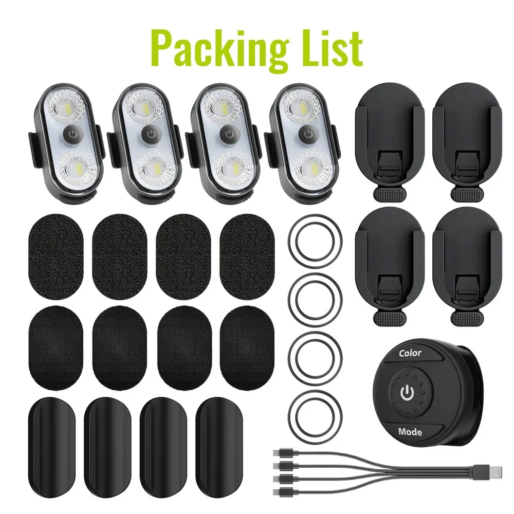 PIDZOOM Wireless LED Lights Fast USB-C Charging Perfect for Cars, Bikes, Motorcycles, Drones RG5 4 Lights 4 Quick Release Bases