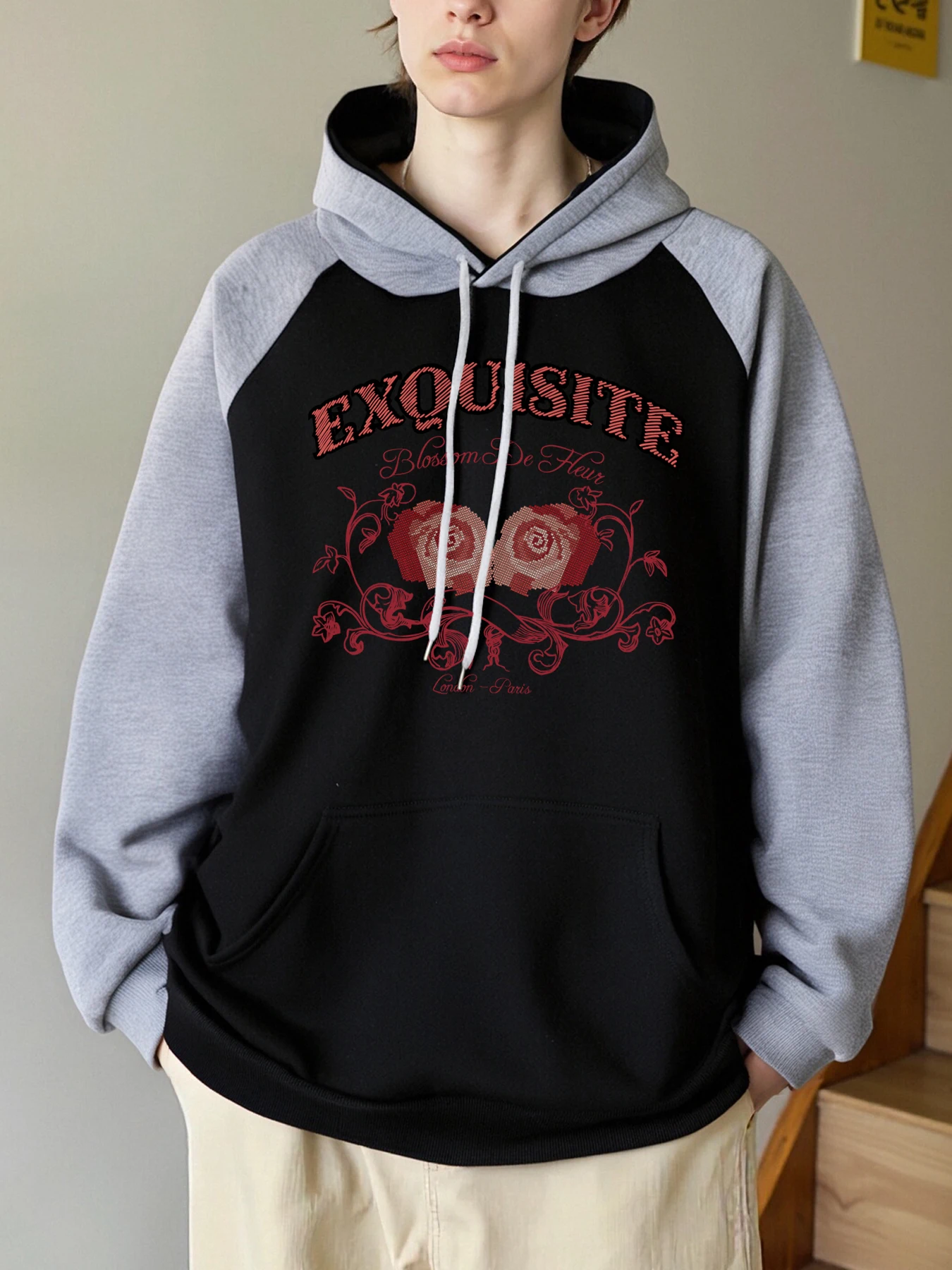 

Изысканная мужская толстовка реглан с цветочным принтом, спортивная одежда большого размера, флисовая толстовка с карманами, осенняя одежда, модный повседневный топ унисекс