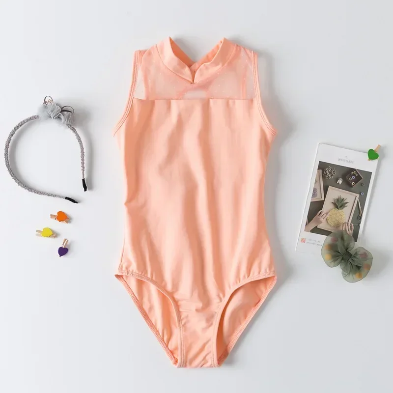 

Gymnastics Leotard Ballet Kids Dance Bodysuit Leotards Girls Lace Splice Costumes Children Stand Collar Ballet Dance Leotard