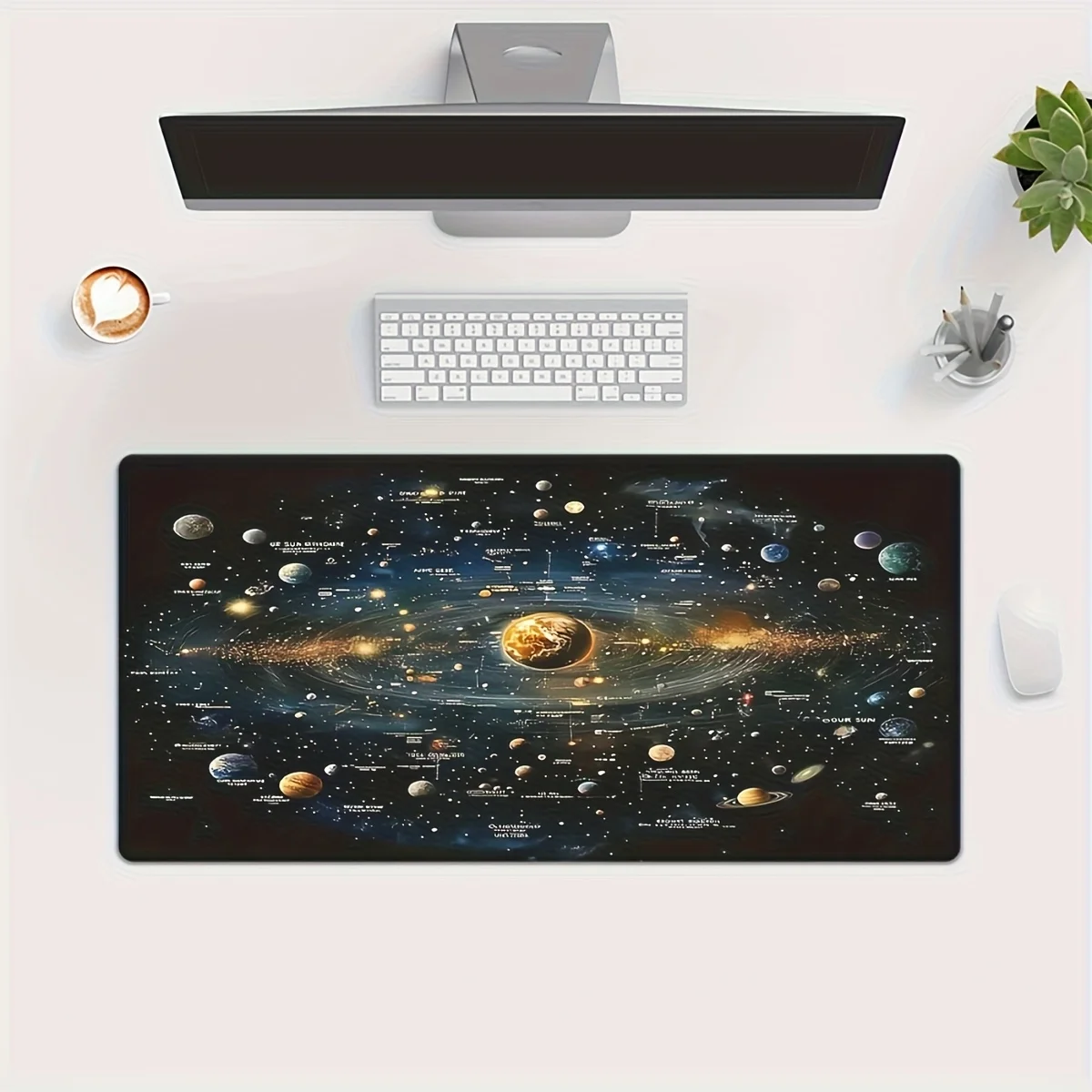Solar System Galaxy Desk Mat Large Gaming Mouse Pad Non-Slip Rubber Base Computer Accessory