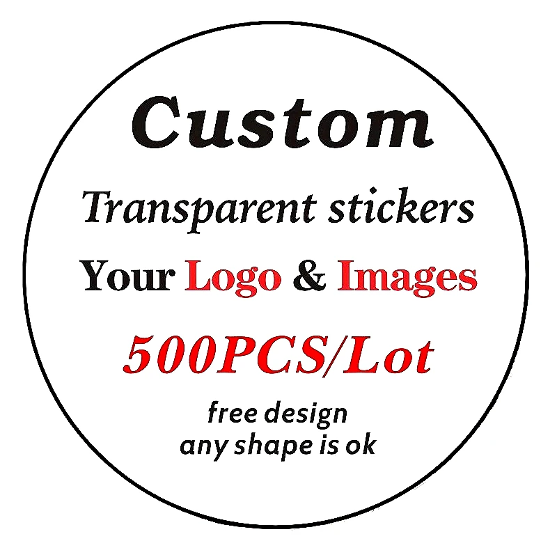 

500PCS Transparent Stickers Custom Stickers and Customized Logo Wedding Birthday Baptism Stickers Design Your Own Logo Label