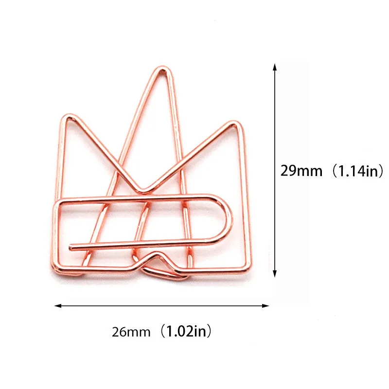 Crown Shape Creative Paper Clips Decorative Office Stationery Cartoon Paper Clip Metal Paperclips Rose Gold Paperpins Custom