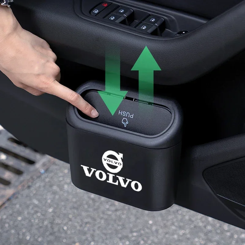 Car Trash Bin Can Mini Auto Dust Organizer Interior Rubbish Bag For Volvo XC90 S60 V40 XC60 S80 S40 V70 V50 S90 T6 V60 V90 XC40