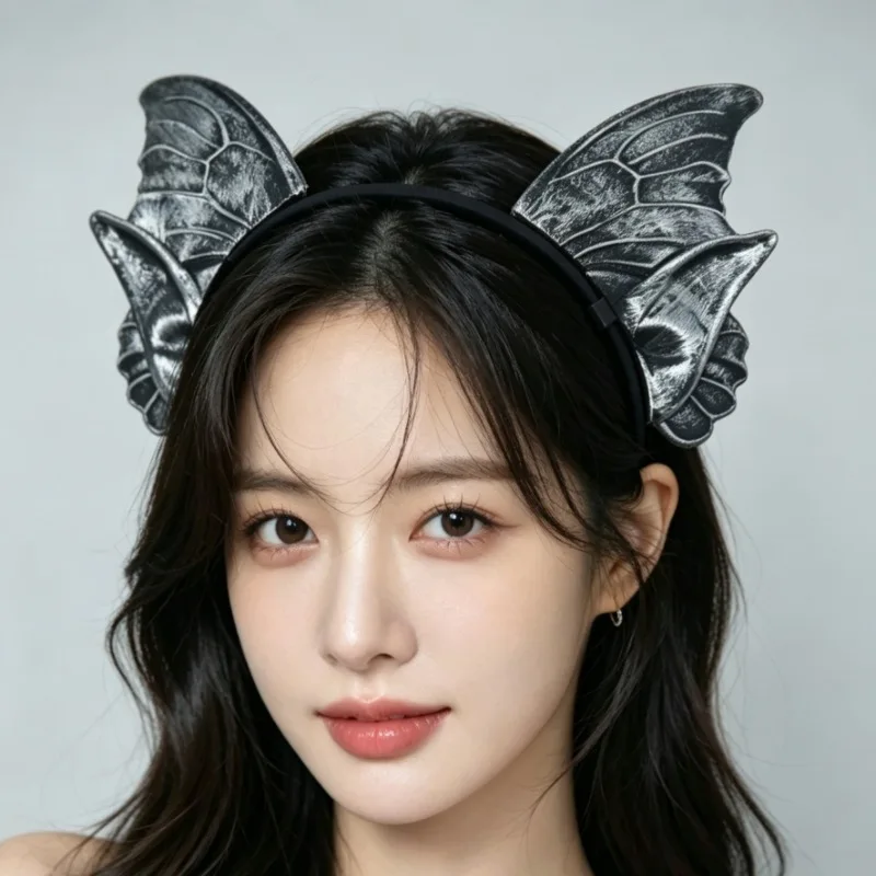 Vintage Distressed Golden Dragon Wing Devil Horn Headband Halloween Cosplay Party Stage Decorative Hair Headpiece