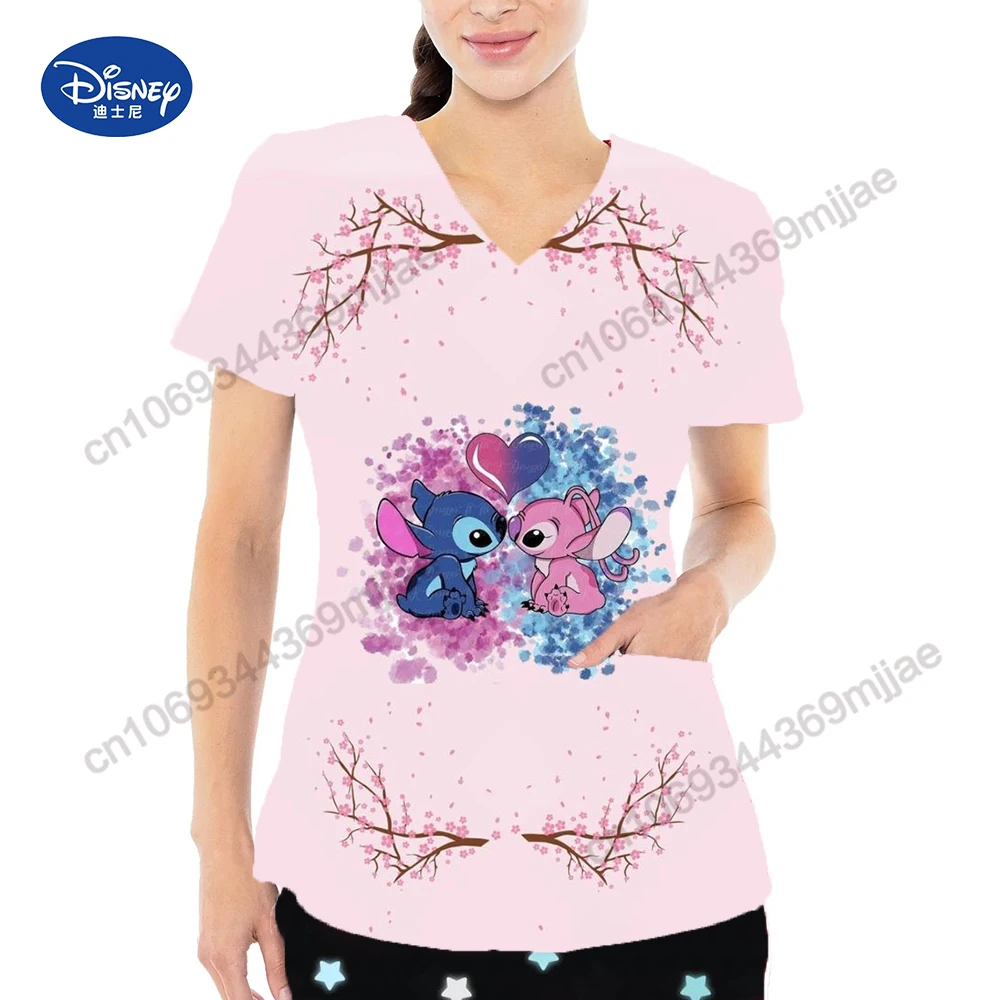 

Disney Pocket V-Neck Clothing Female Kawaii Clothes for Women Vintage T Shirts Tshirts Woman One Pieces Japanese Y2k Tops Yk2