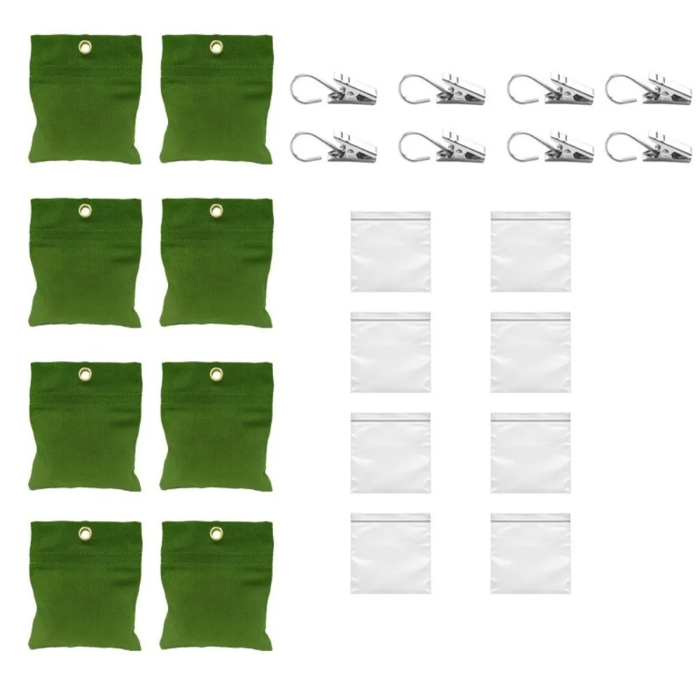8 Pack Samll Size Curtain Weights White Self Adhesive Closure Drapery Weighted Bags 15oz No Sand Weighted Bags with Clamps
