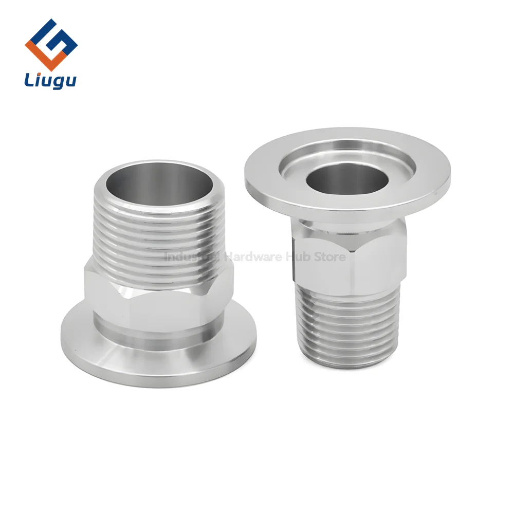 KF16 KF25 KF40 KF50 304 Stainless Steel Vacuum Flange Hex Joint Adapter, BSPT External Thread 1/4