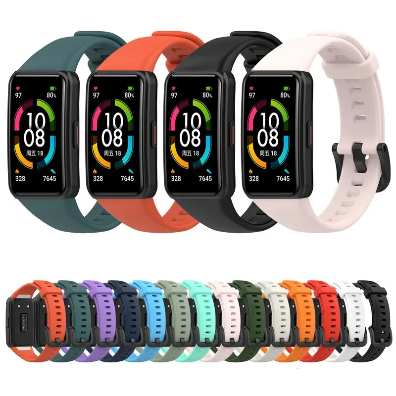 Wristband Bracelet For Huawei Band 7 Replacement Soft Silicone Strap For Huawei band 6 6 pro Sport Watchband For Honor Band 6 7