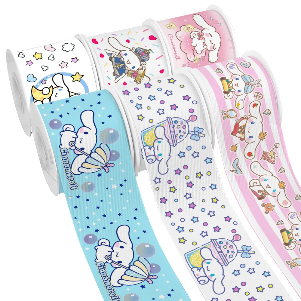 Sanrio Cartoon Cinnamoroll Character Printing Grosgrain Ribbon 5Yards for DIY Hair Bows Merry Party Dec Meterials