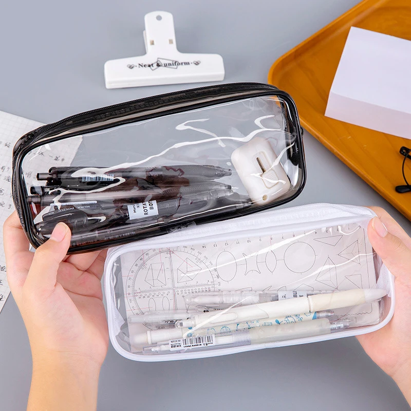Simple Transparent Pencil Case Large Capacity Pen Bag Student Pencil Case Creative Stationery Storage Pouch School Supplies