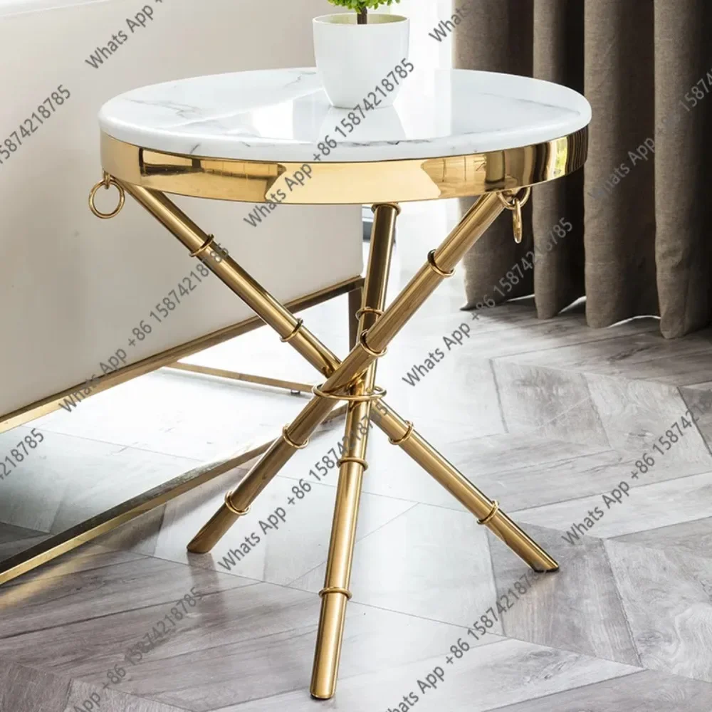 W Titanium Marble Sofa Side Table Living Room Home Coffee Table Slate Three-inclined Tube Small Tea Table