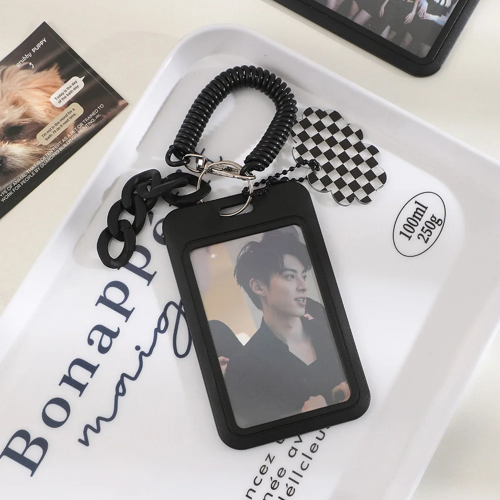 Black Style 3 inch Card Holder Kpop Photocard Holder Photo Card Holder Bag Pendant School Stationery