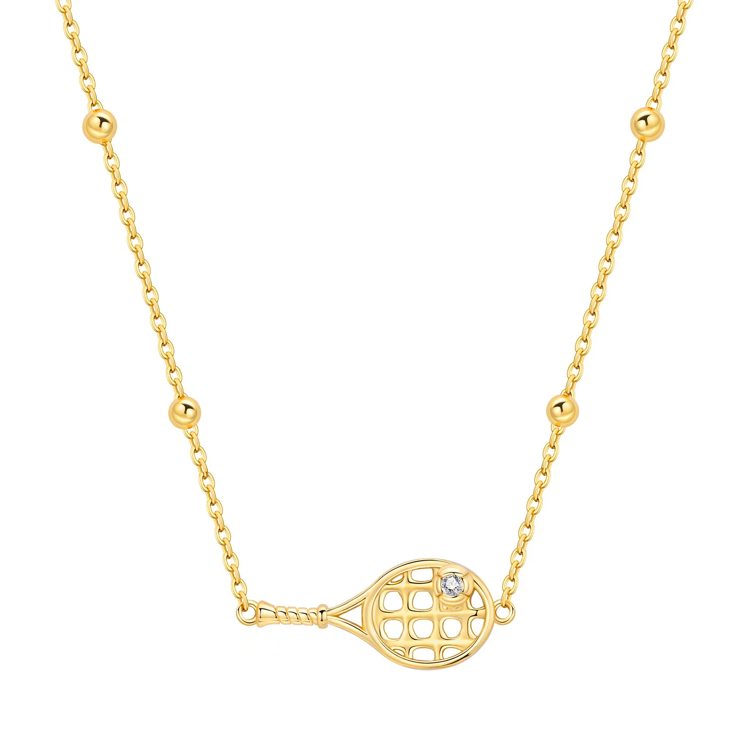 

PANPOKI 925 Sterling Silver Gold Tennis Sports Necklace for Women Birthday Gifts Fashion Fine Jewelry