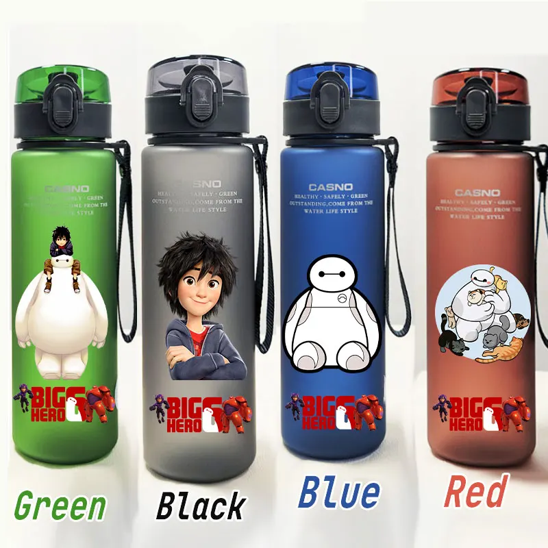 Big Hero 6 Water Bottle 560ML Baymax Hiro Hamada Children's Plastic Cartoon Disney Water Cup  Outdoor Large Capacity Sports Cup