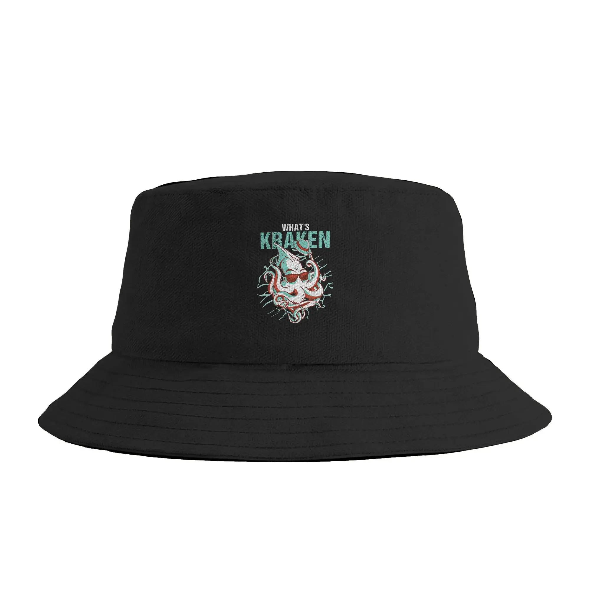Kraken Ocean Monster Diver Surfer Beach Lover What‘s Kraken Bucket Hat  Hawaii Fisherman Caps Breathable Beach Travel Sun Hats