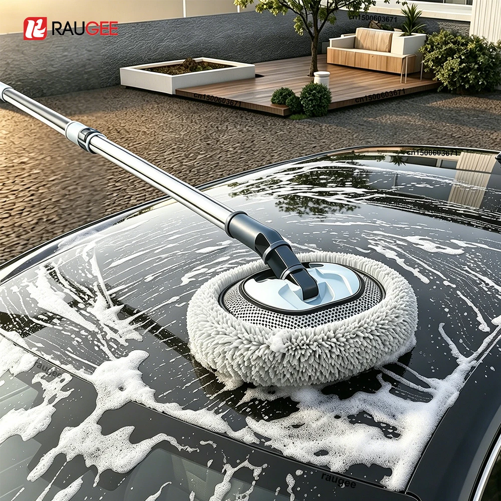 Cepillo de lavado de coches con mango largo, cepillo de limpieza de coches con pelo suave de chenilla, mopa universal para lavado de coches, escoba telescópica para lavado de automóviles