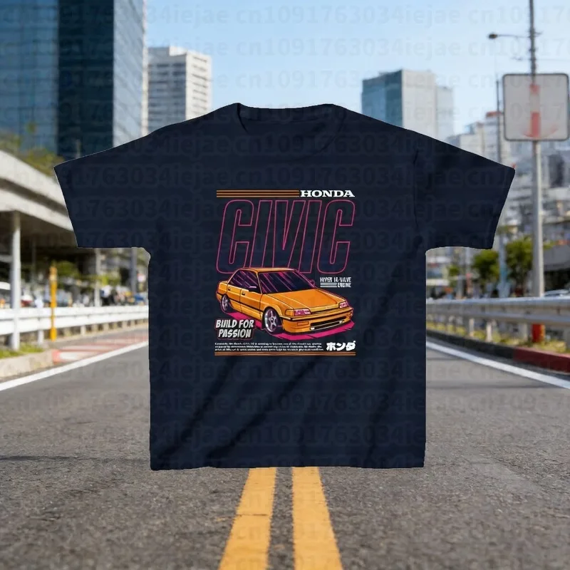 

Honda 2026, новая популярная мужская и женская футболка Civic, летние хлопковые рубашки, весенне-осенний топ для гонок на мотоциклах, внедорожный топ