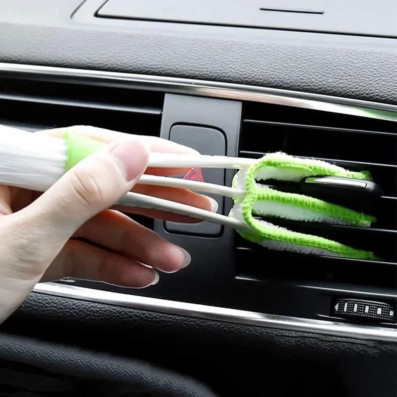 Double Head Car Detail Cleaning Brushes Car Air Vent Cleaning Conditioner Grille Duster Wipe Brushes Car Interior Cleaning Tools
