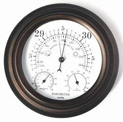 20CM - Three in One Meteorological Station Barometer+Temperature and Humidity Gauge Antique Painted Iron Shell