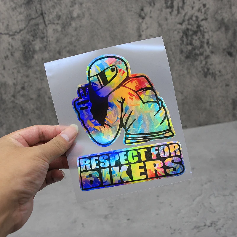 

Waterproof Self-Adhesive Vinyl Decal Silver Carbon Fiber & Holographic Motorcycle Sticker