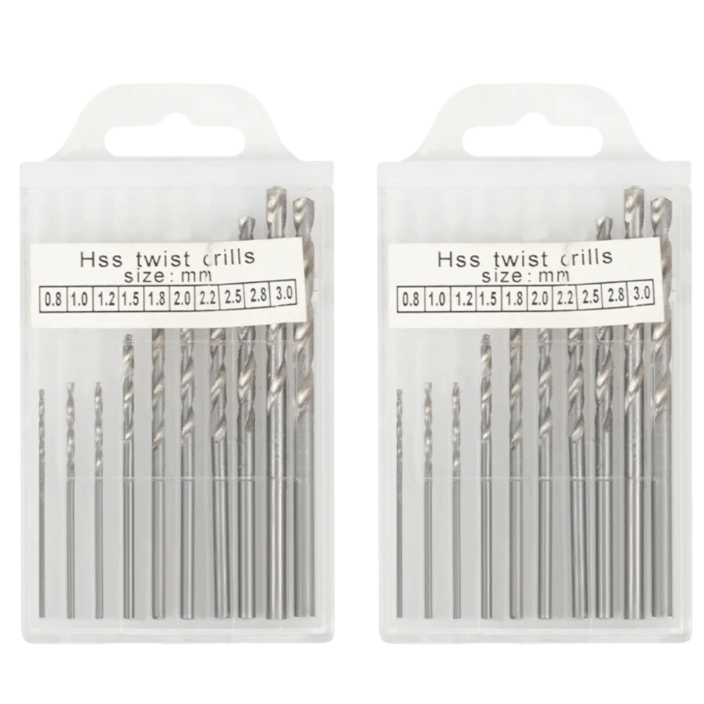 20pcs High Speed Steel Twist Drill Bits Straight Shank Different Sizes Hand Drill Bits 0.8-3mm Size Range Pin Vise Drill Bits