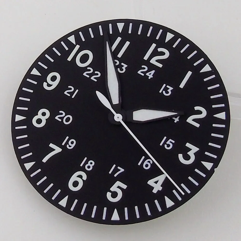 Nologo Pilot Watch Dial 33.5mm for NH35 NH36 ETA2824 PT5000 ST2130 Green Luminous Diver Field Watch Parts for Mod