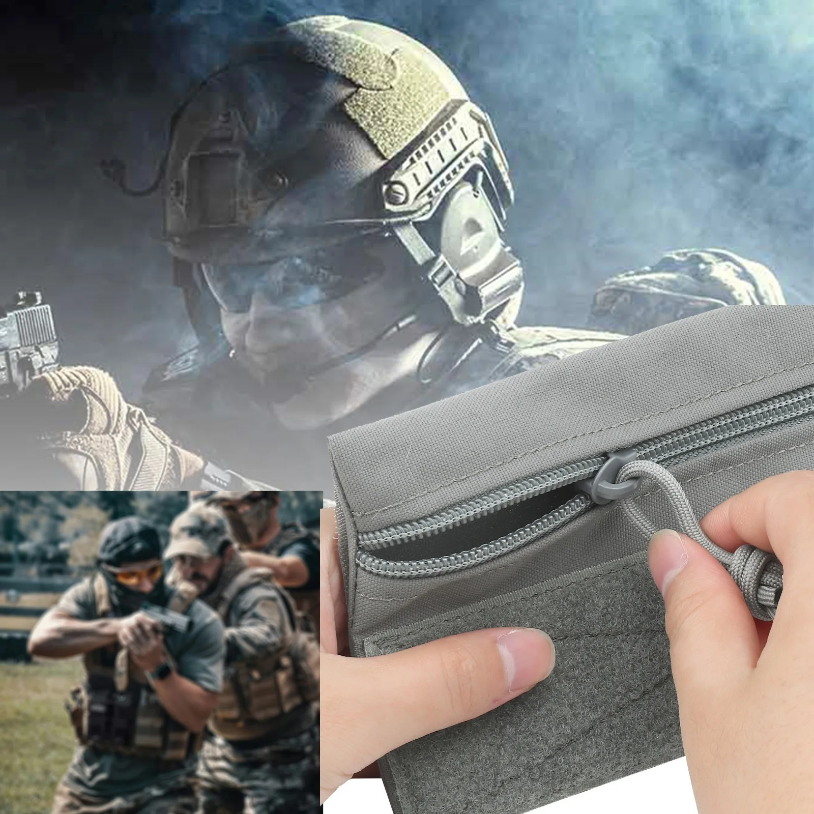 Tactical Micro Candy Pouch Long Portable Storage Bag, Hunting Vest Chest Rig Camouflage Nylon Airsoft Accessories, for Hiking