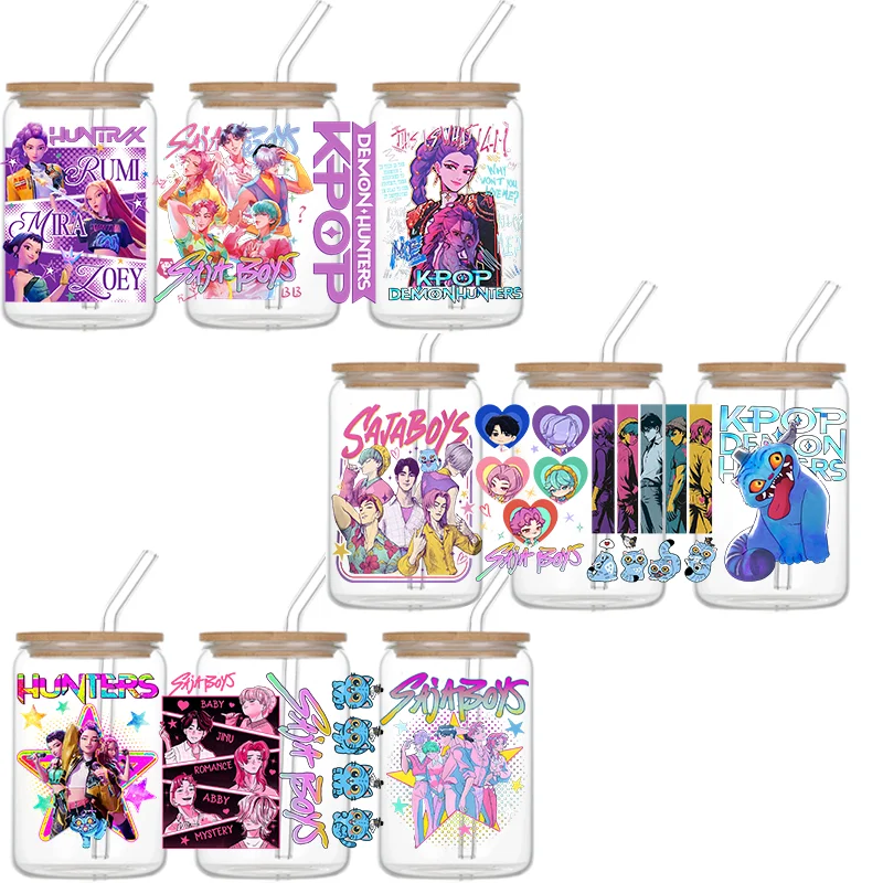 UV DTF Aufkleber KPop Dämon Jäger Saja Jungen HUNTR/X Rumi Mira Zoey Jinu Permanent Transfer Aufkleber Wasserdichte DIY Dekorieren
