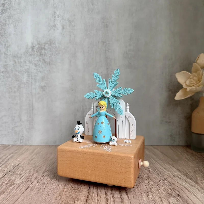 الأميرة ثلج ثمانية صندوق تشغيل الموسيقى طاحونة الدورية صندوق تشغيل الموسيقى خشبي المنزل سطح المكتب هدية مزخرفة الحرف الخشبية #3