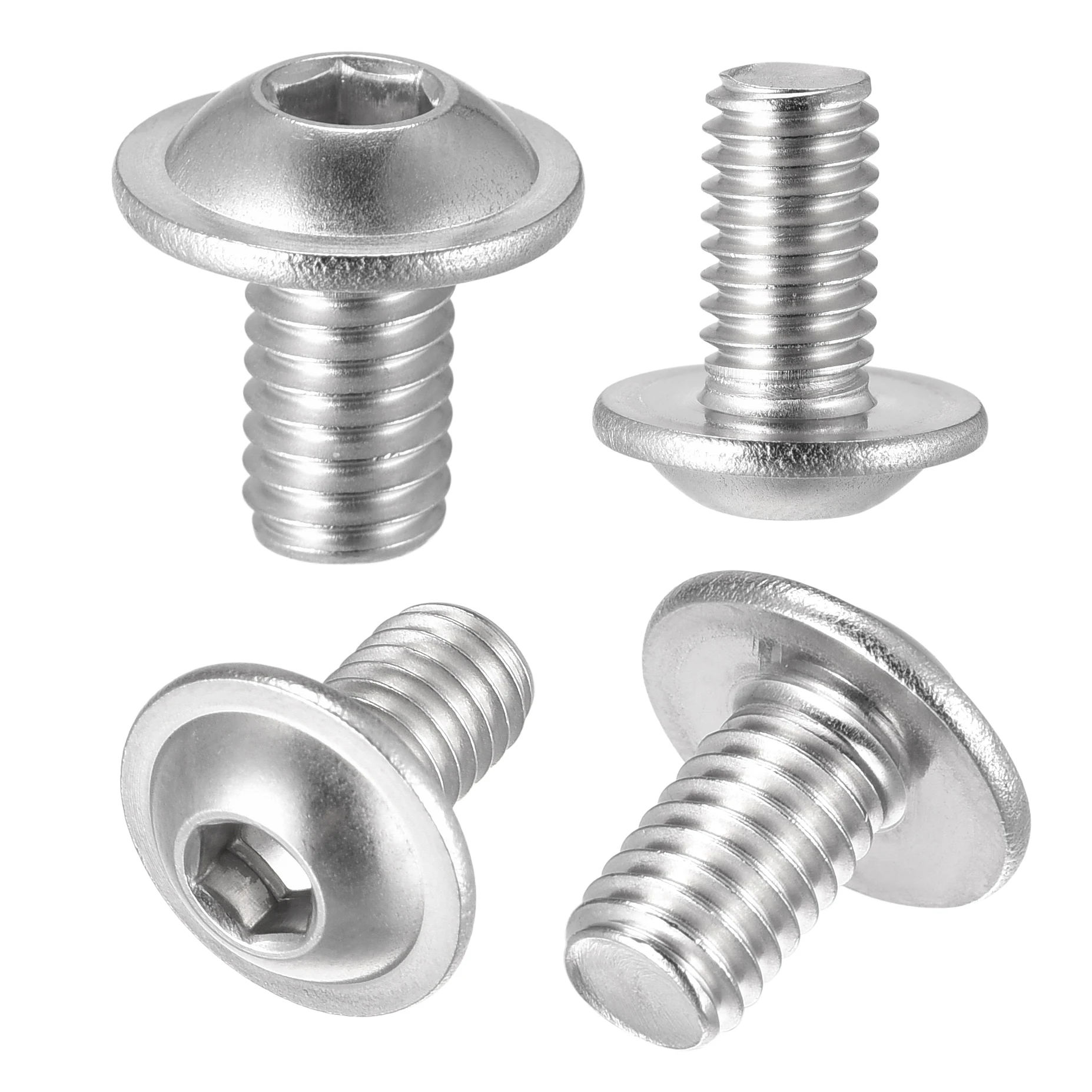 

20Pcs M6*10-18mm Flanged Button Head Socket Cap Screws Hex Socket Drive Screw 304 Stainless Steel Fasteners Bolts Machine Screw