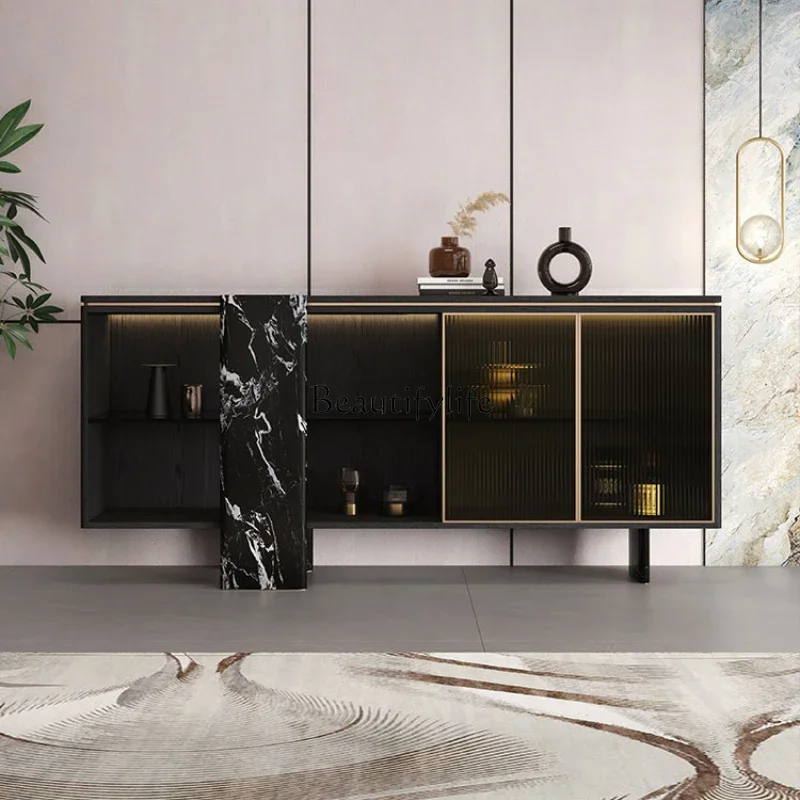

-*Entrance cabinet medieval solid wood dining side cabinet Italian light luxury villa living room