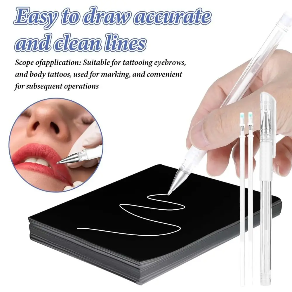 1 Pc with 2 Replacement Refills Brow Mapping Pen Waterproof Sweatproof Eyebrow Mapping Pen Microblading Eyebrow Marker Pens