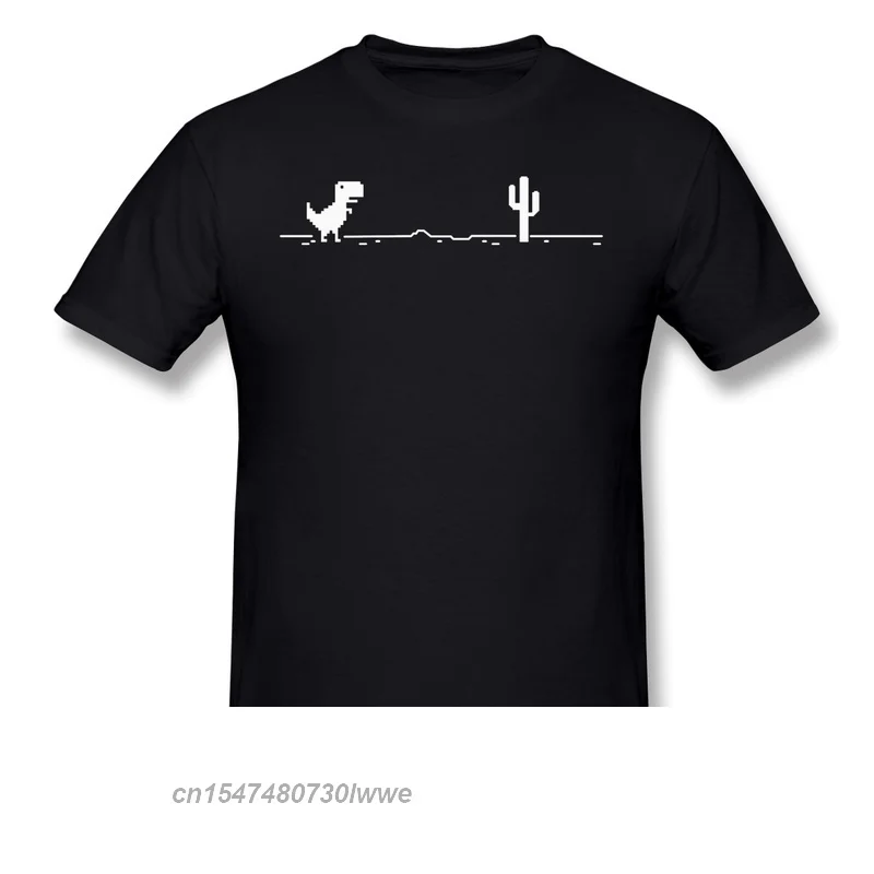 T-rex Cactus Offline Anime Clothes Design Linux Program Operating System Novelty Design Cotton Men T-Shirt