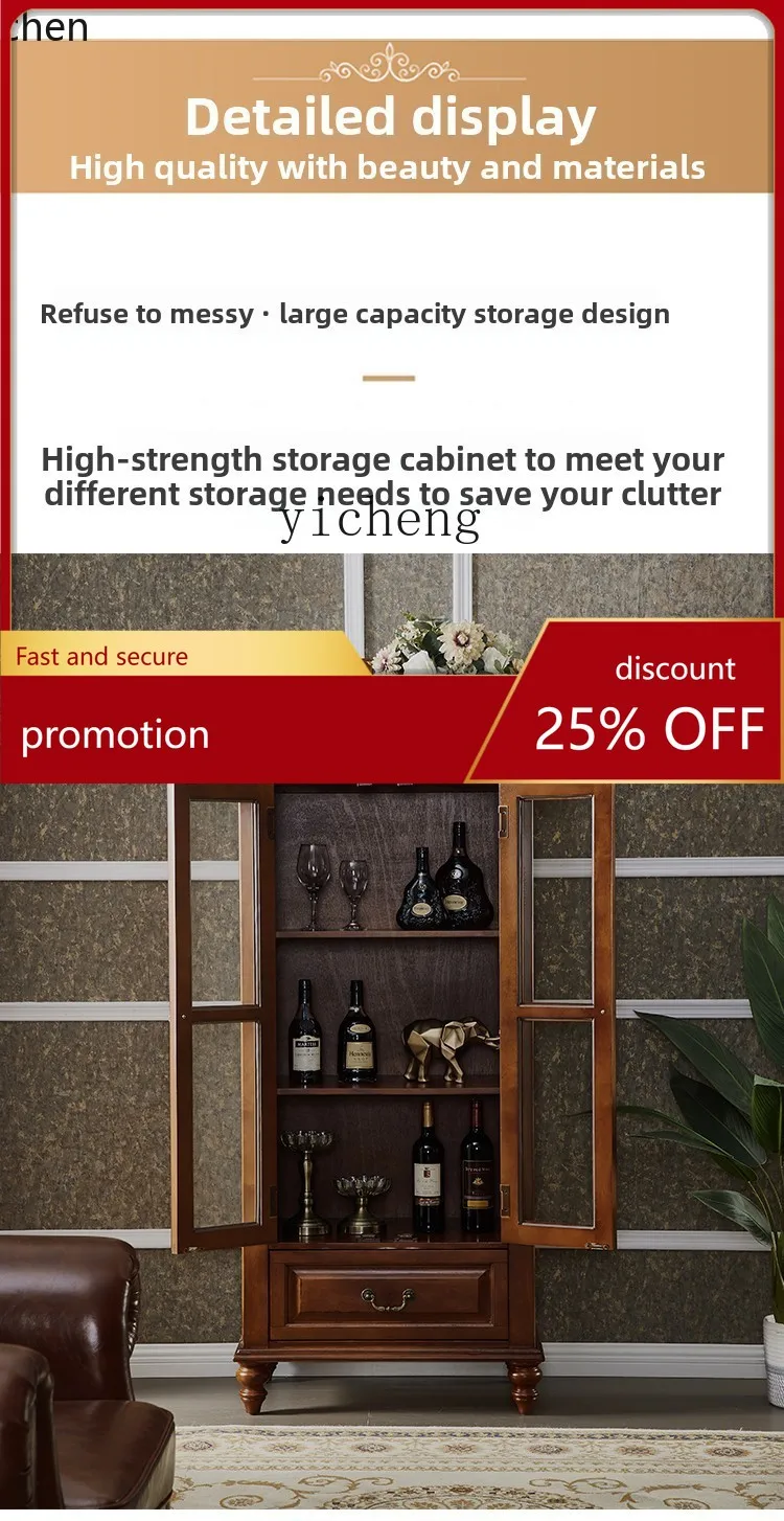 

ZML Solid Wood Wall-Mounted TV Side Cabinet Living Room Small Bookshelf Home Double Door Storage Cabinet