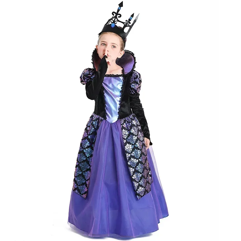 

New Halloween Children Cosplay Medieval Court Princess Purple Dress