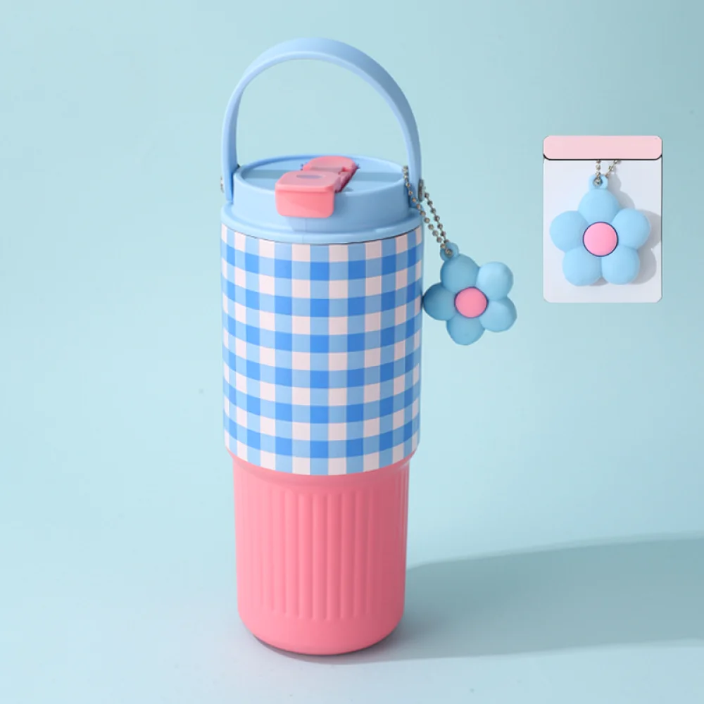 Large Capacity Vacuum Insulated Tumbler 316 Stainless Steel Straw Cup Portable Handle Bottle For Daily Commuting Office Outdoor