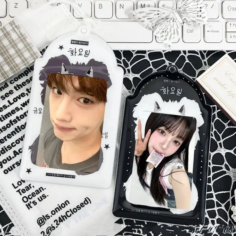 

Black White Puppy PVC Card Sleeve Photocard Holder Kpop Idol Photo Card Holder Photo Cute Bus Card ID Holder Idol Photo Holder