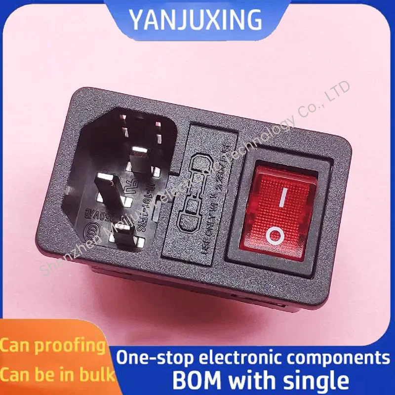 1pcs/lot 3-in-1 Power socket JR-101-1FRS with 4-pin red light switch with safety belt certification