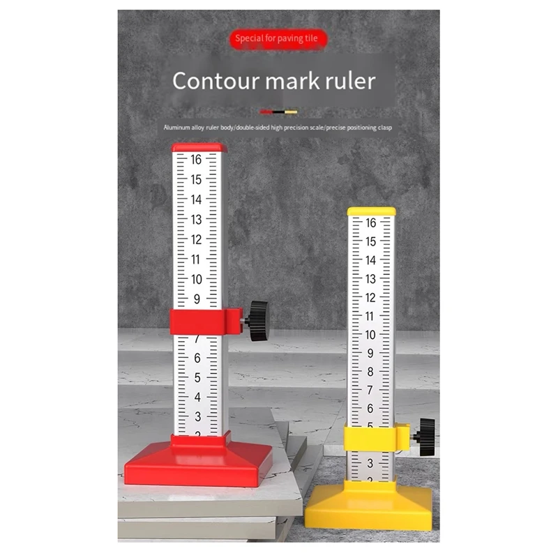 2PC Woodworking Equal Height Ruler Positioning Horizontal Elevation Ruler Double-Sided Scale Ceramic Tile Special Tool