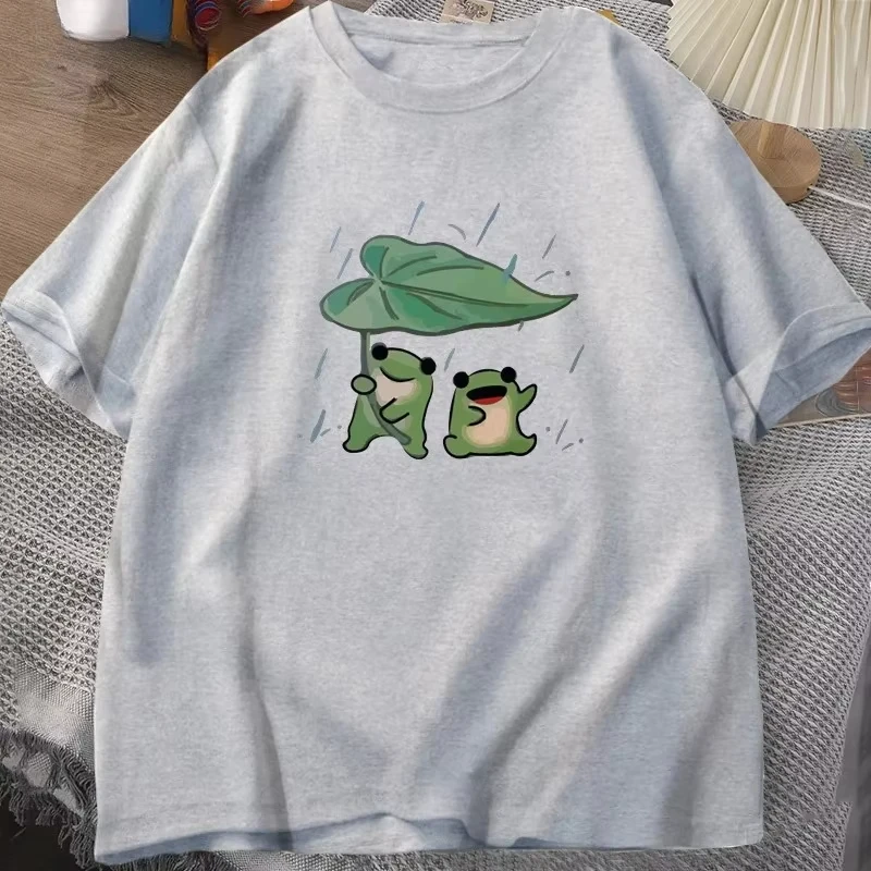 Cute Frog T Shirt Funny Frogs Rain Love Tshirt Men Women Casual Short Sleeve T Shirts Streetwear Fashion Tee Clothing Graphic