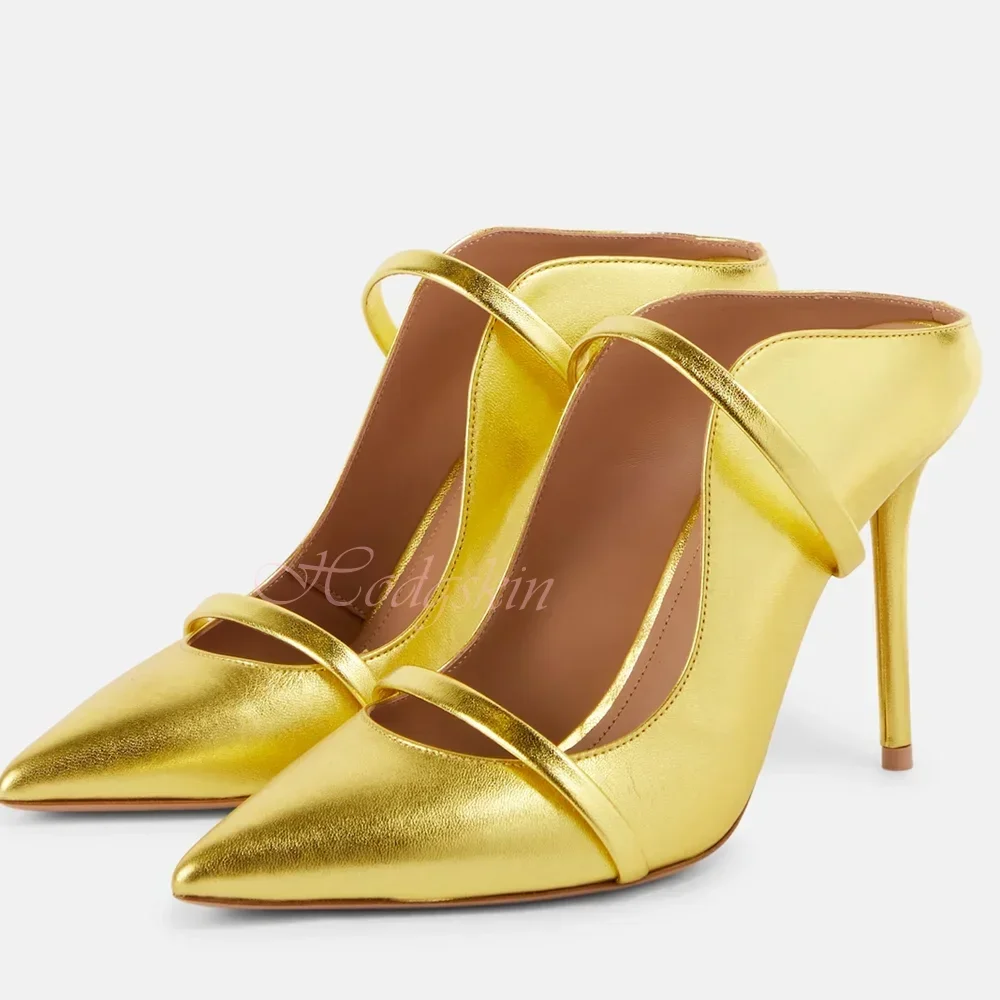 Crystal Shallow Pumps Pointy Toe Stiletto Heels Solid Straps Buckles Slip On Sandals Women New Shoes Summer Party Designer Sexy - Image 5