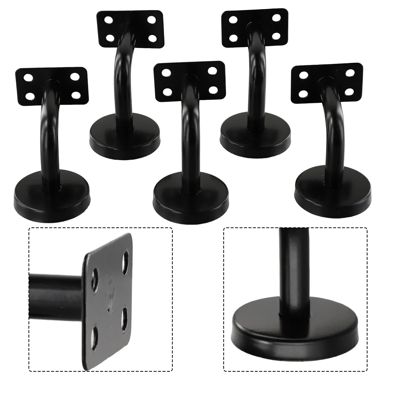 

Tool Handrail Bracket Fixing Repair Support Wall Mount 5pcs Banister Black Curved Flat Rod Stainless Steel Stair