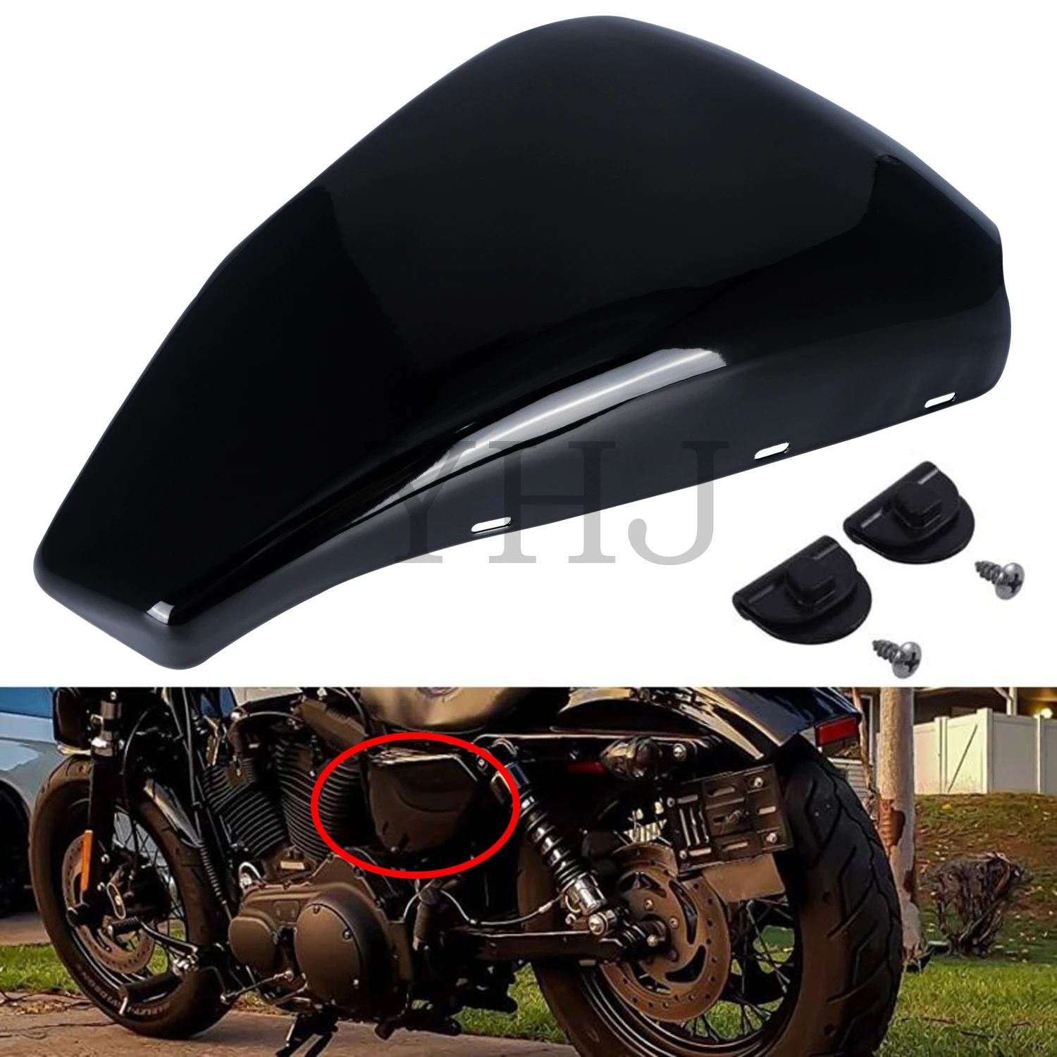 For Harley Sportster XL883C Iron XL883N XL1200C 1200N 2004-2013 Motorcycle Left Side Battery Cover Gloss Black