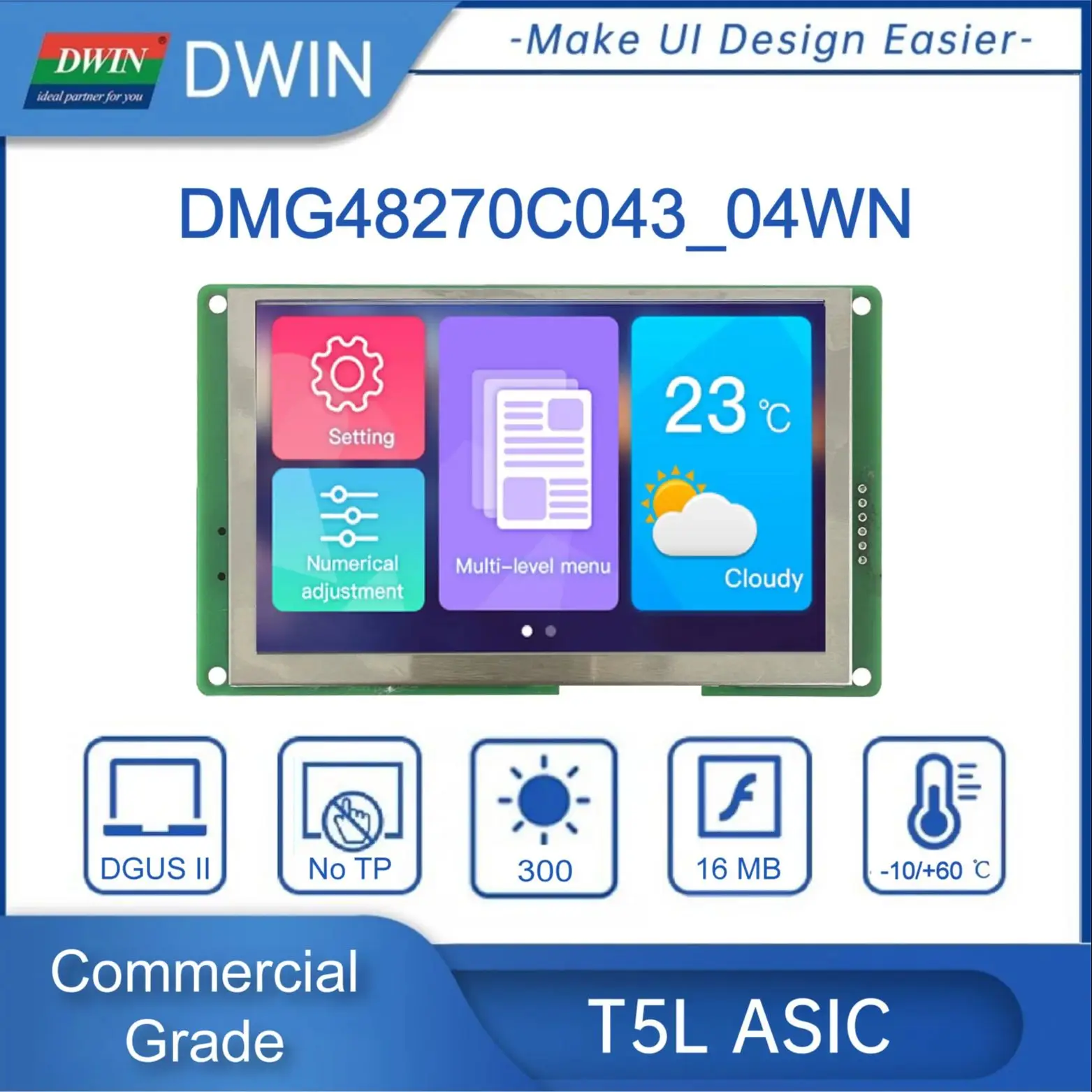 Diskon Besar Layar Sentuh HMI Tampilan LCD TFT 4.3 Inci 480X272 Harga Murah