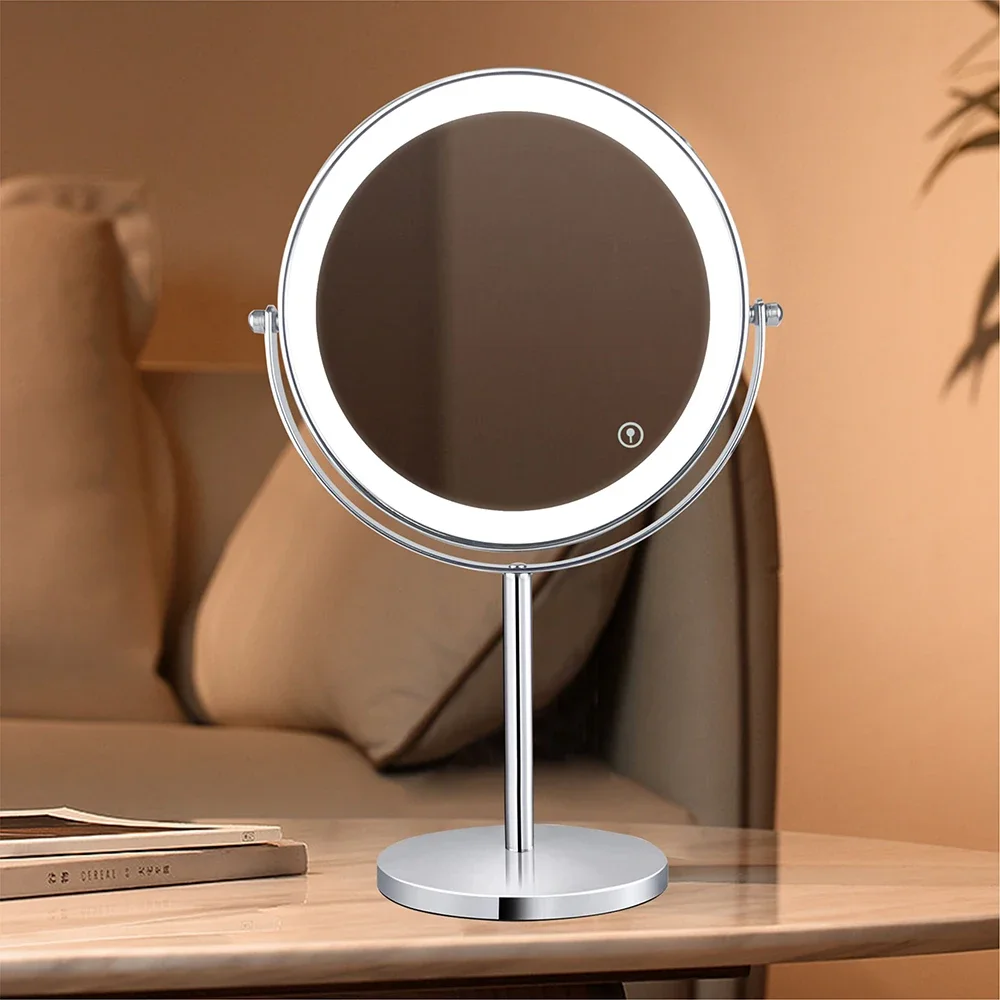 

7/8in Led Makeup 5X/7X/10X Magnifying Cosmetic Mirror with Light Touch Dimmer Switch Make up Double Side Desktop Vanity Mirror