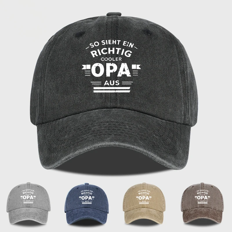 “Cooler Grandpa” German Slogan Vintage-Style Printed Baseball Cap | Adjustable Retro Grandpa Sun Hat | Casual Cap