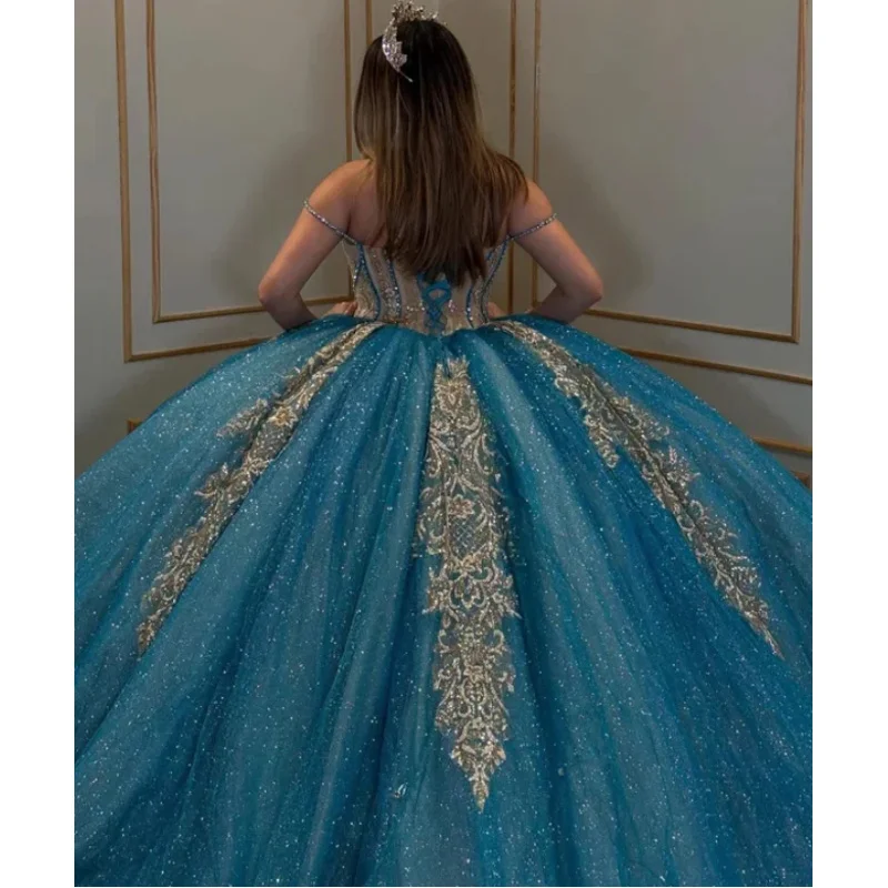 فستان Quinceneara للأطفال مزين بالذهب فساتين حفلات أعياد الميلاد من فيستدوس دي 15 أنوس فيستدو مخصصة #4