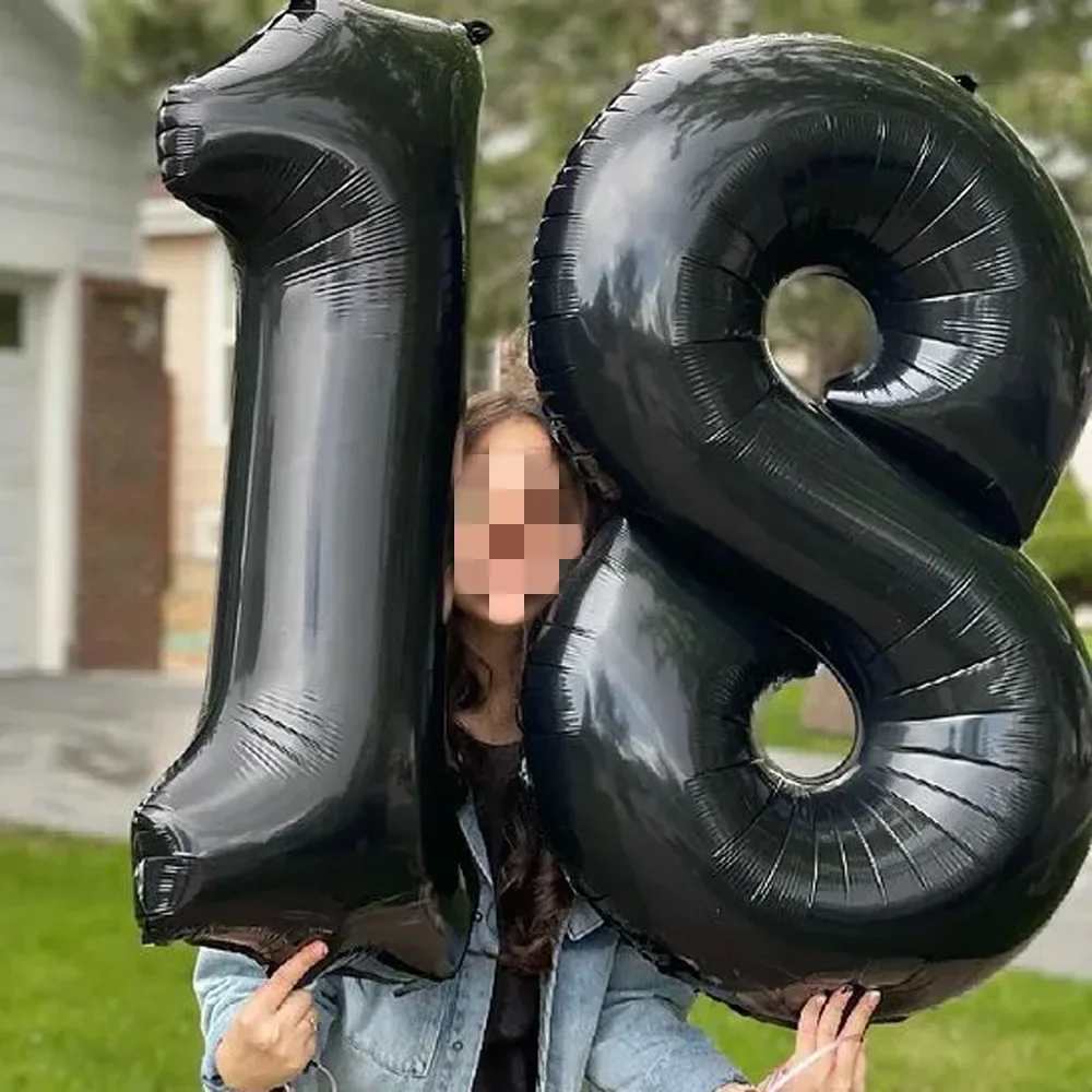 2Pcs 32 Inch Gold Silver Black Blue Red Helium Foil Number Balloon 16 17 18 19 20 21 Happy Birthday Party Decoration Supplies