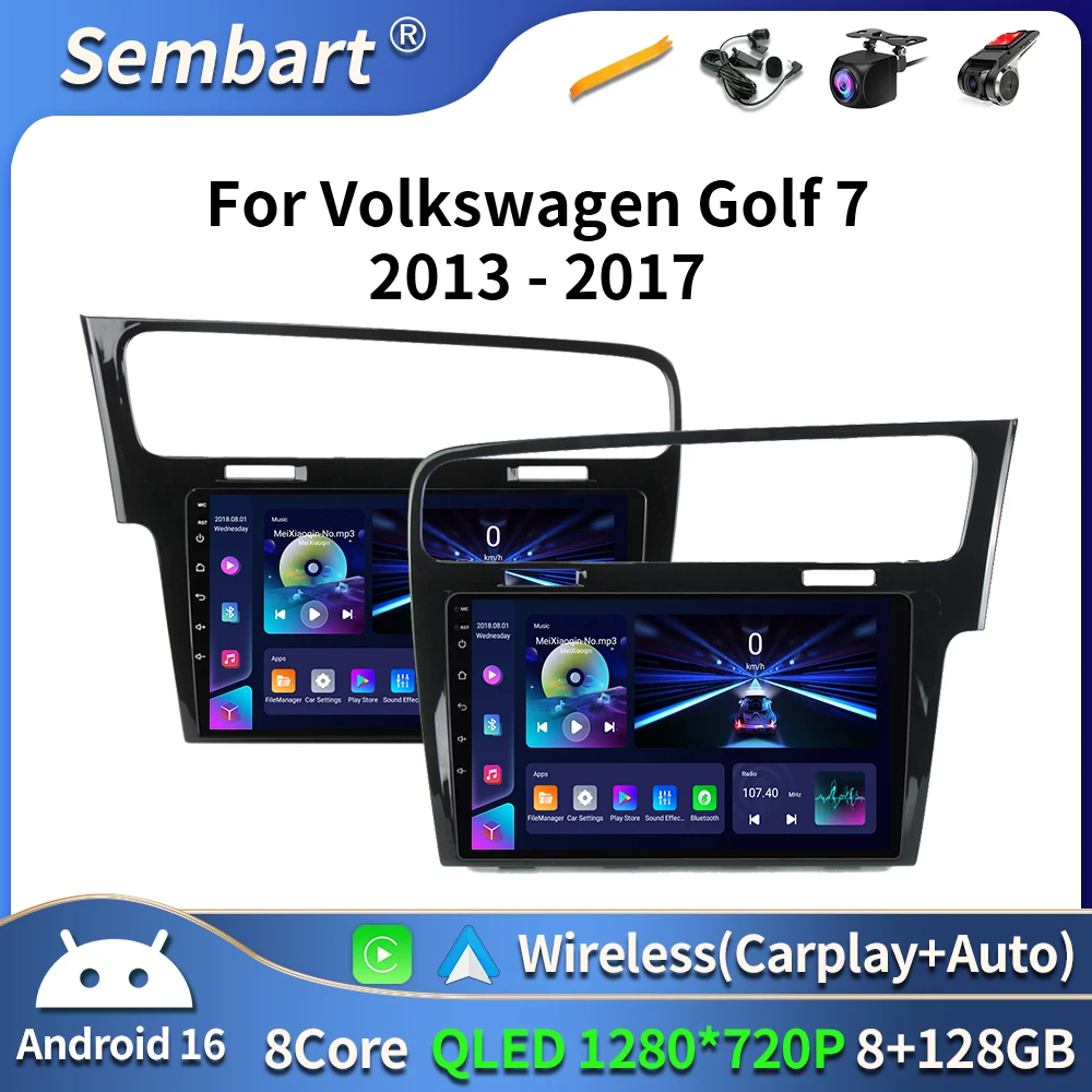 

Car Radio For Volkswagen VW Golf 7 MK7 GTI 2011-2021 Wireless Carplay Android 16 Auto Multimedia Stereo Video Player 2Din 4G DVD
