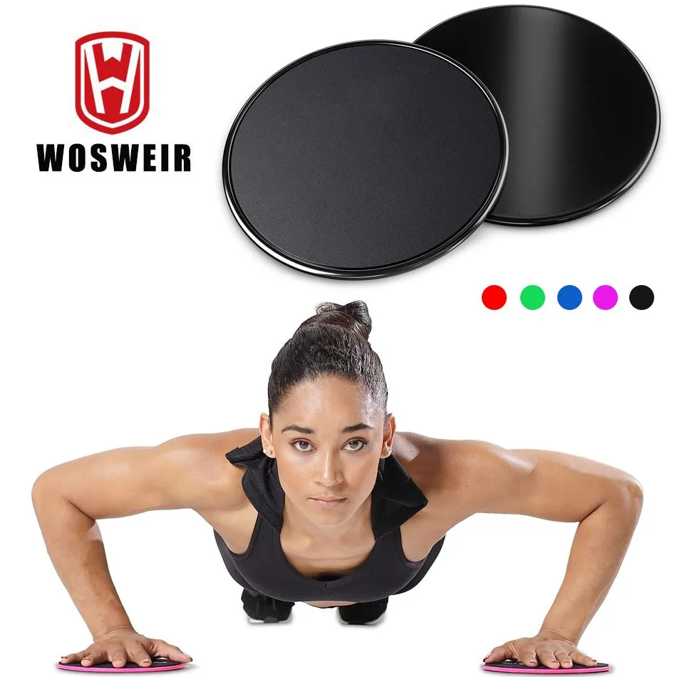 WOSWEIR 1 Set Gym Fitness Core Sliders Gear On Carpet Hardwood Floors Home Abdominal Exercise Equipment Workout Accessories